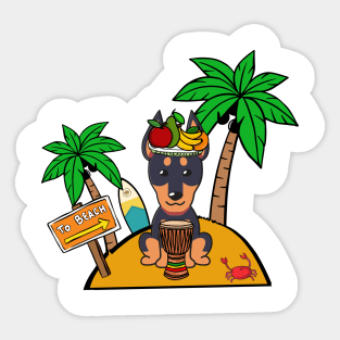 Funny alsatian is on a deserted island Sticker